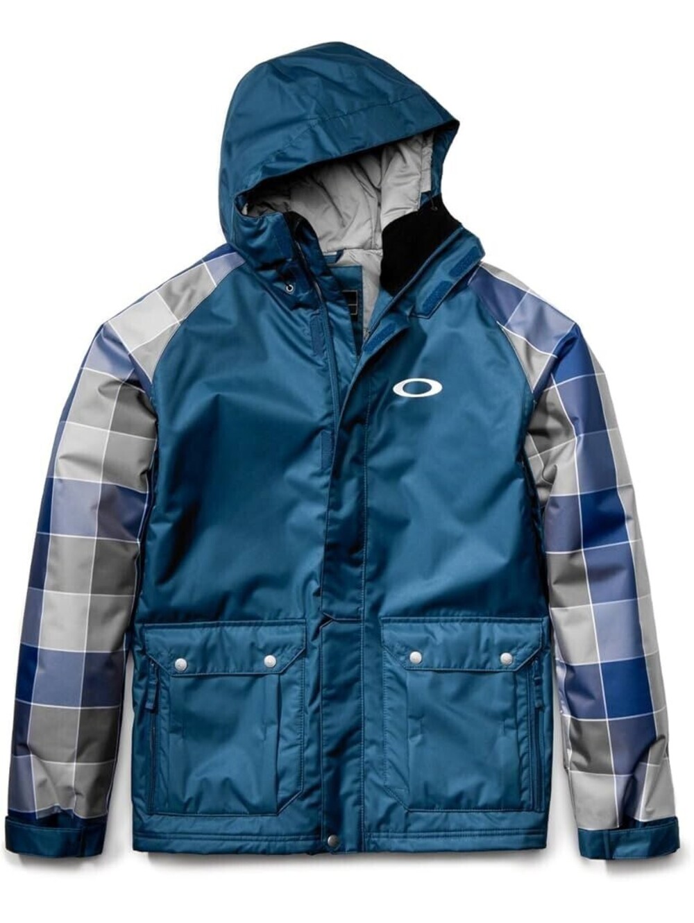 OAKLEY BONK SKI SNOWBOARD JACKET WINTER MEN SMALL MEDIUM PLAID HOODED WATERPROOF